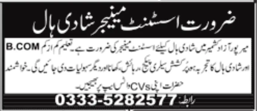 Assistant Managers Job in AJK 2024