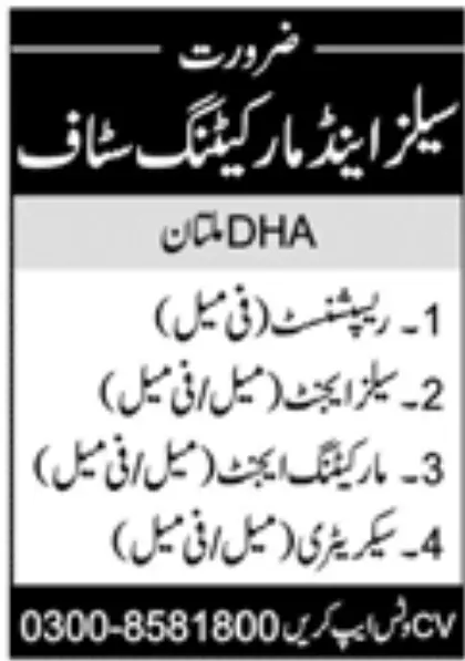 Sales and Marketing Jobs in Multan